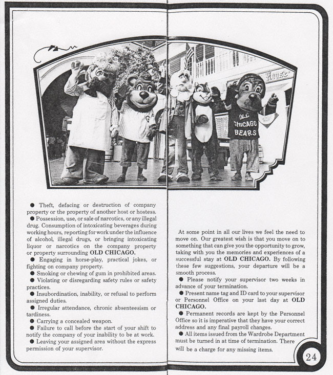 Old Chicago Shopping Mall & Amusement Park's Employee Manual