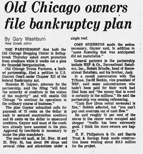 Old Chicago Shopping Center & Amusement Park, Bolingbrook Illinois