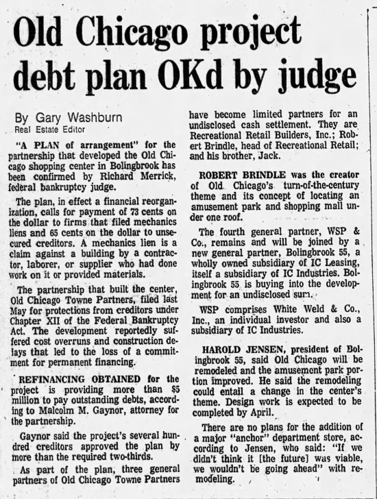 Old Chicago Shopping Center & Amusement Park, Bolingbrook Illinois