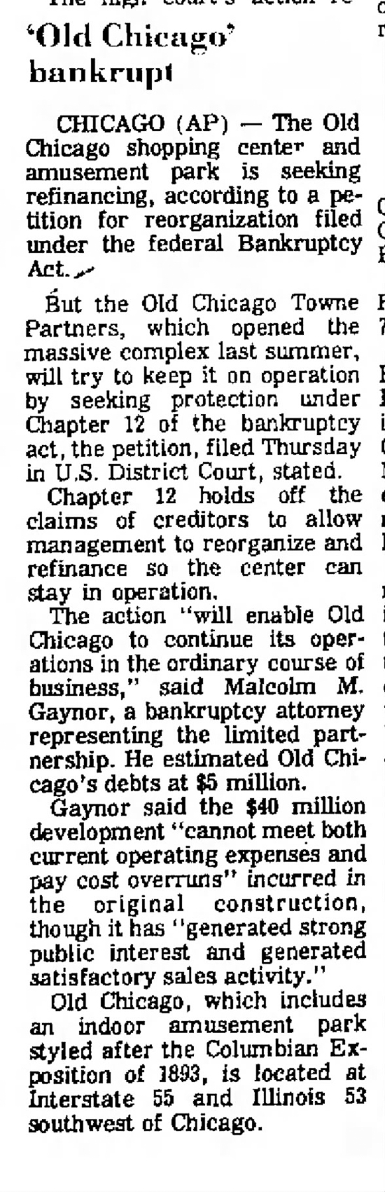 Old Chicago Shopping Center & Amusement Park, Bolingbrook Illinois