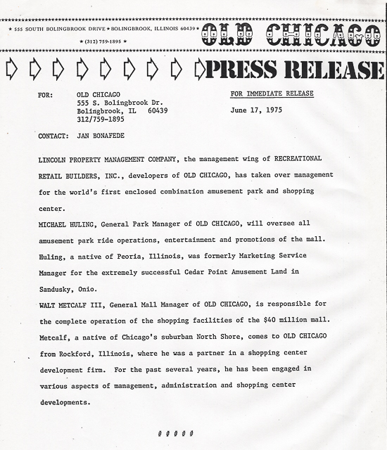 Old Chicago Shopping Center & Amusement Park, Bolingbrook Illinois