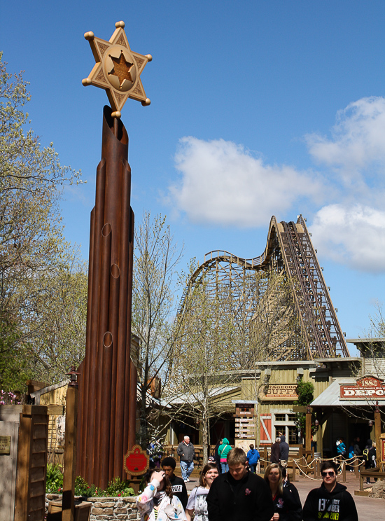 The new Outlaw Run Looping Wooden Coaster at Silver Dollar City, Branson, Missouri