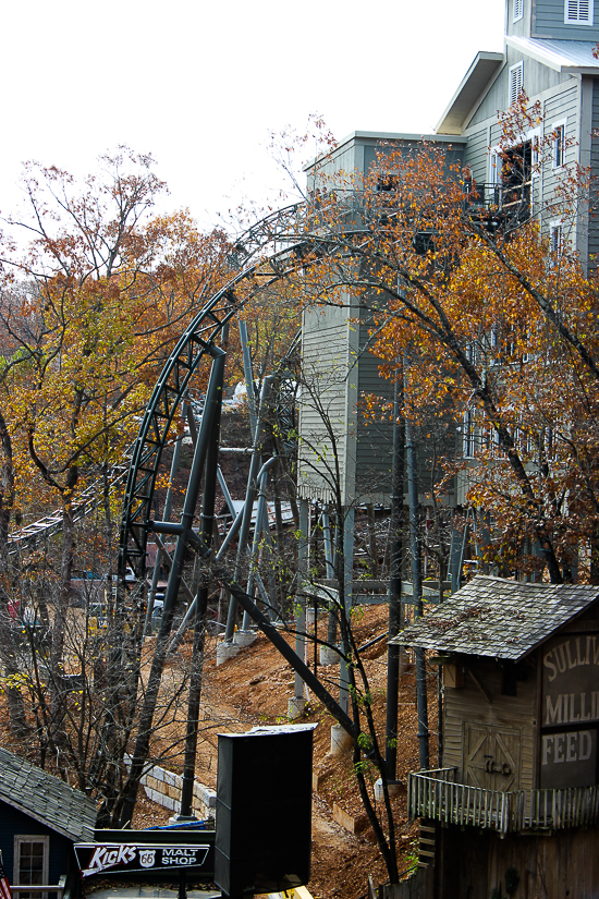 The New for 2018 Time Traveler Mack Launched Looping Spinning rollercoaster at Silver Dollar City, Branson, Missouri