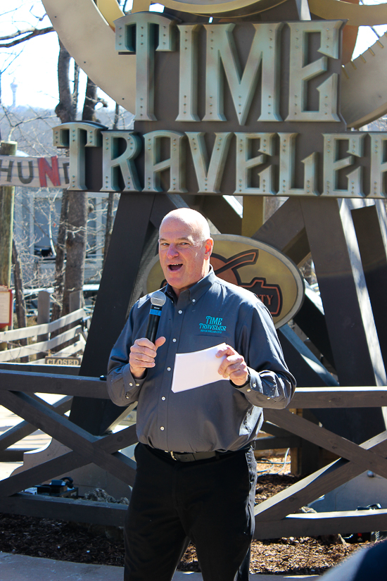 The Time Traveler; the tallest fastest steepest spinning roller coaster media preview at Silver Dollar City, Branson, Missouri