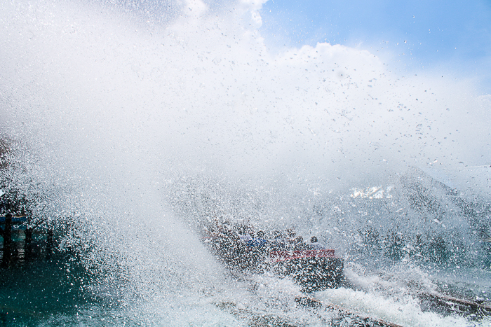The Splashwater Falls Shoot the Chutes ride at Six Flags America, Upper Marlboro, MD