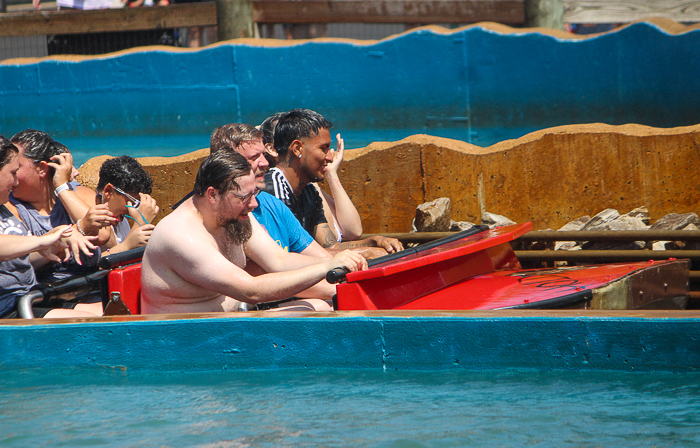 The Splashwater Falls Shoot the Chutes ride at Six Flags America, Upper Marlboro, MD