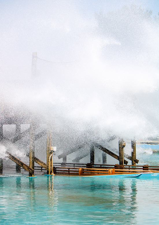 The Splashwater Falls Shoot the Chutes ride at Six Flags America, Upper Marlboro, MD
