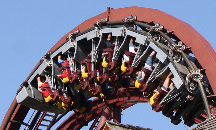 The Iron Wolf Roller Coaster at Six Flags Great America, Gurnee, Illinois