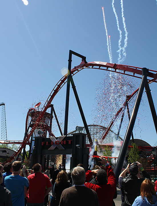 Media Day For The New For 2012 X-Flight Rollercoaster at Six Flags Great America in Gurnee, Illinois