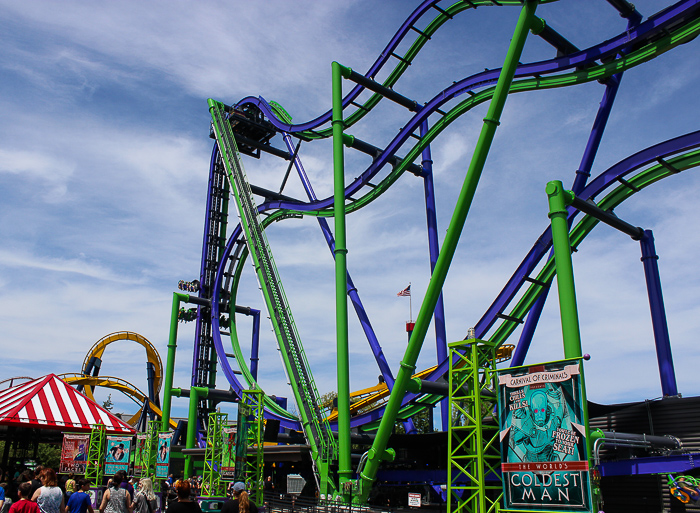The Joker 4D Free Fly Coaster at Six Flags Great America, Gurnee, Illinois
