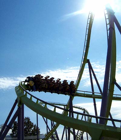 The Chang Rollercoaster during Frightfest at Six Flags Kentucky Kingdom, Louisville, KY