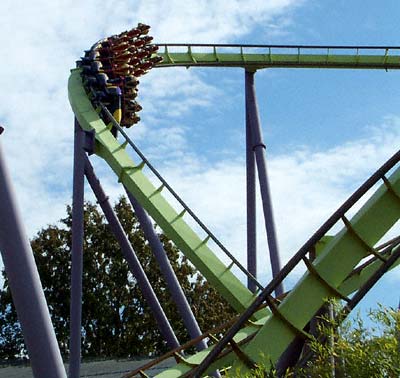 The Chang Rollercoaster during Frightfest at Six Flags Kentucky Kingdom, Louisville, KY