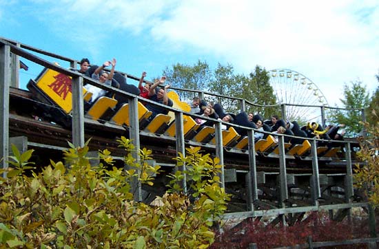 The Thunder Run Rollercoaster during Frightfest at Six Flags Kentucky Kingdom, Louisville, KY