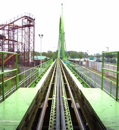 The Greezed Lightnin' Rollercoaster at Six Flags Kentucky Kingdom, Louisville, KY