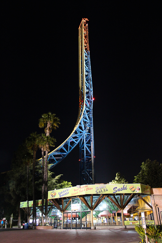 The Riddlers Revenge Rollercoaster at American Coaster Enthusiasts Coaster Con 42 at Six Flags Magic Mountain in Valencia, California