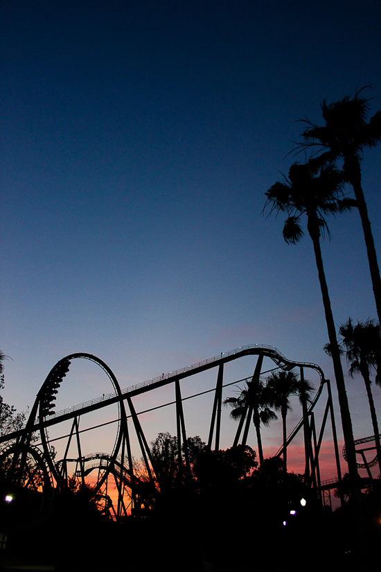 The Riddlers Revenge Rollercoaster at American Coaster Enthusiasts Coaster Con 42 at Six Flags Magic Mountain in Valencia, California