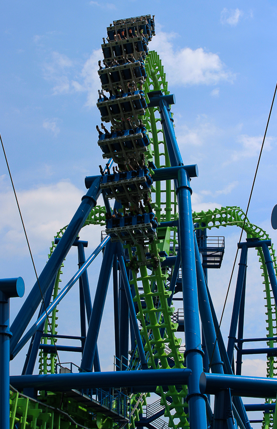 The Goliath roller coaster and New England Sky Screamer at Six Flags New England, Agawam, Massachusetts