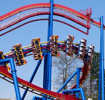 The Superman Ultimate Flight Rollercoaster at Six Flags Over Georgia, Austell, GA