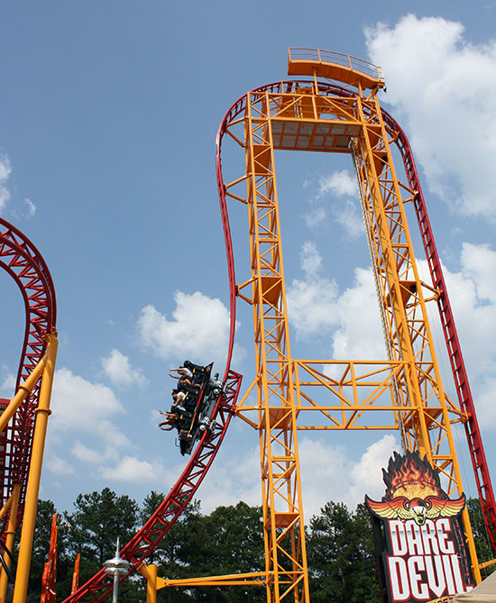 The new for 2011 Dare Devil Dive Roller Coaster at Six Flags Over Georgia, Austell, Georgia