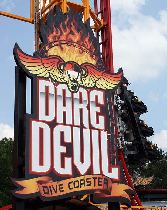 The new for 2011 Dare Devil Dive Roller Coaster at Six Flags Over Georgia, Austell, Georgia