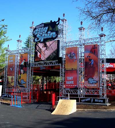 The new for 2007 Tony Hawk's Big Spin Rollercoaster at Six Flags St. Louis, Allenton, MO