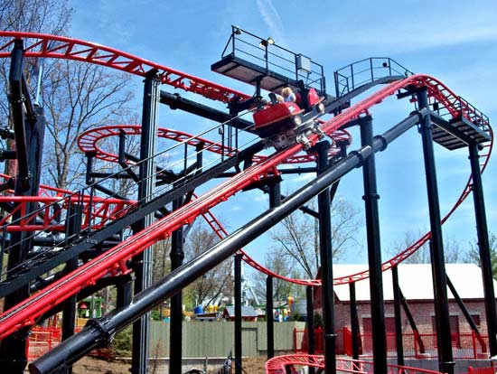 The new for 2007 Tony Hawk's Big Spin Rollercoaster at Six Flags St. Louis, Allenton, MO