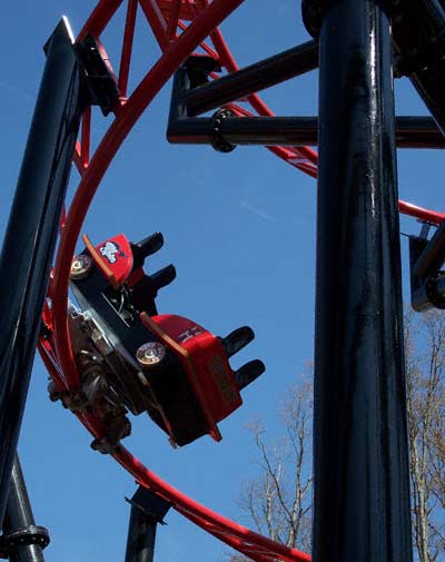 The new for 2007 Tony Hawk's Big Spin Rollercoaster at Six Flags St. Louis, Allenton, MO