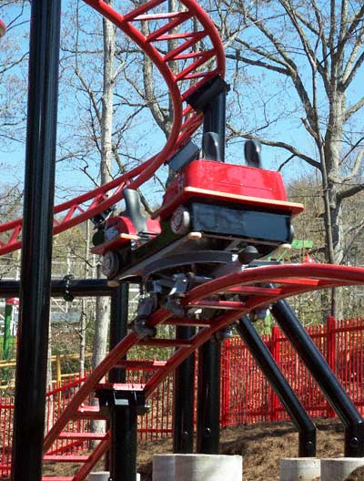 The new for 2007 Tony Hawk's Big Spin Rollercoaster at Six Flags St. Louis, Allenton, MO