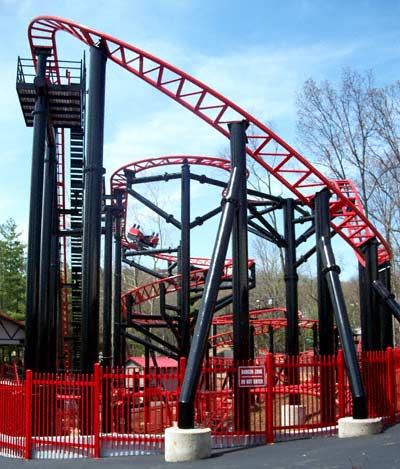 The new for 2007 Tony Hawk's Big Spin Rollercoaster at Six Flags St. Louis, Allenton, MO