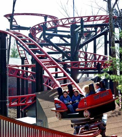The new for 2007 Tony Hawk's Big Spin Rollercoaster at Six Flags St. Louis, Allenton, MO