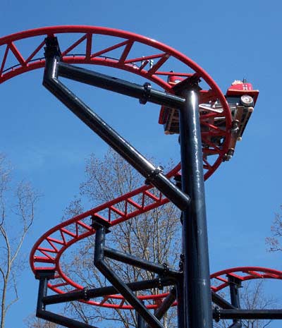 The new for 2007 Tony Hawk's Big Spin Rollercoaster at Six Flags St. Louis, Allenton, MO