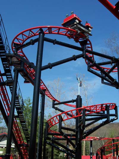 The new for 2007 Tony Hawk's Big Spin Rollercoaster at Six Flags St. Louis, Allenton, MO