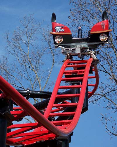 The new for 2007 Tony Hawk's Big Spin Rollercoaster at Six Flags St. Louis, Allenton, MO