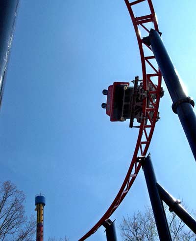 The new for 2007 Tony Hawk's Big Spin Rollercoaster at Six Flags St. Louis, Allenton, MO