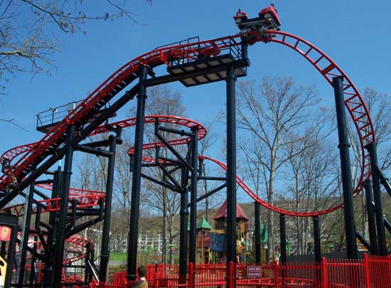 The new for 2007 Tony Hawk's Big Spin Rollercoaster at Six Flags St. Louis, Allenton, MO