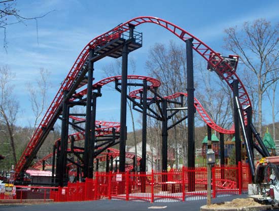 The new for 2007 Tony Hawk's Big Spin Rollercoaster at Six Flags St. Louis, Allenton, MO