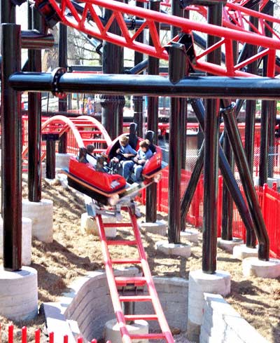 The new for 2007 Tony Hawk's Big Spin Rollercoaster at Six Flags St. Louis, Allenton, MO