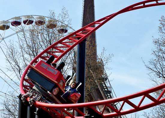 The new for 2007 Tony Hawk's Big Spin Rollercoaster at Six Flags St. Louis, Allenton, MO