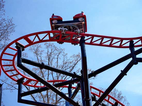 The new for 2007 Tony Hawk's Big Spin Rollercoaster at Six Flags St. Louis, Allenton, MO