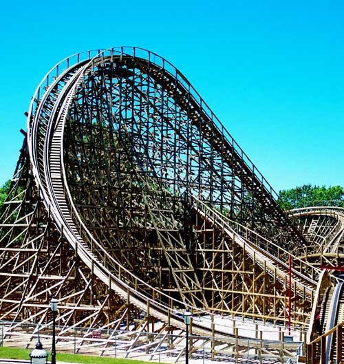 The New For 2008 Evel Knievel Rollercoaster at Six Flags St. Louis, Eureka, Missouri