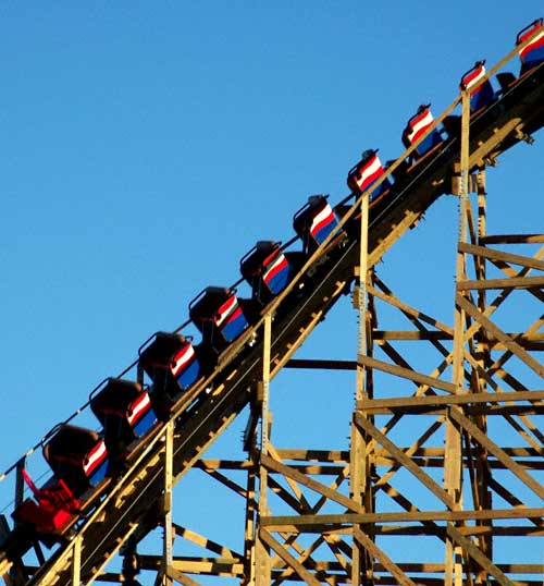 The New For 2008 Evel Knievel Rollercoaster at Six Flags St. Louis, Eureka, Missouri