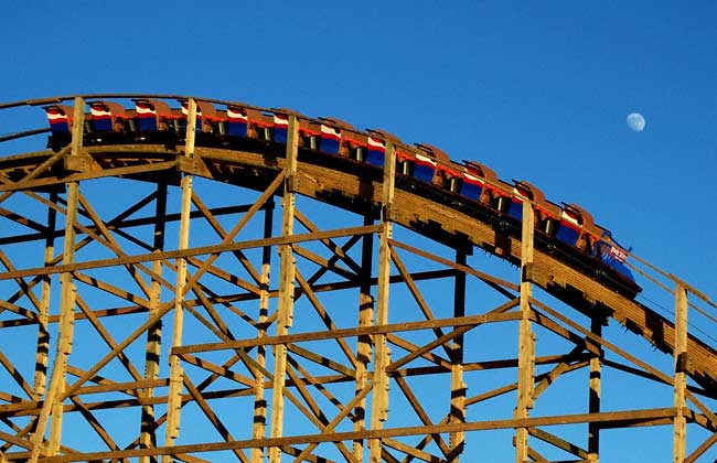 The New For 2008 Evel Knievel Rollercoaster at Six Flags St. Louis, Eureka, Missouri
