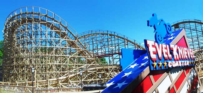The New For 2008 Evel Knievel Rollercoaster at Six Flags St. Louis, Eureka, Missouri