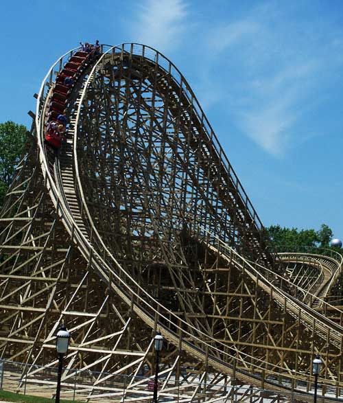 The New For 2008 Evel Knievel Rollercoaster at Six Flags St. Louis, Eureka, Missouri