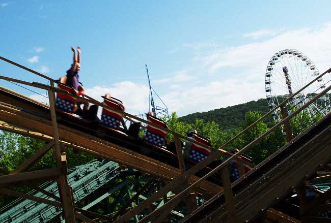 The New For 2008 Evel Knievel Rollercoaster at Six Flags St. Louis, Eureka, Missouri