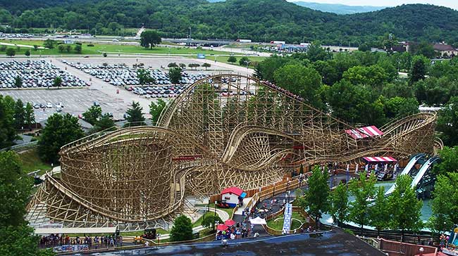 The New For 2008 Evel Knievel Rollercoaster at Six Flags St. Louis, Eureka, Missouri
