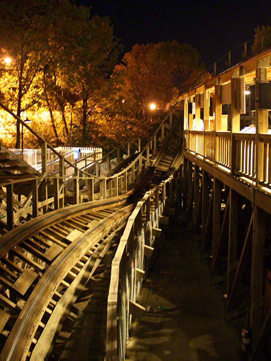 American Thunder Roller Coaster during the Daredevil Daze Enthusiast Event at Six Flags St. Louis, Eureka, Missouri