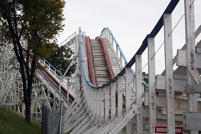 The Screaming Eagle Roller Coaster walk back during the Daredevil Daze Enthusiast Event at Six Flags St. Louis, Eureka, Missouri