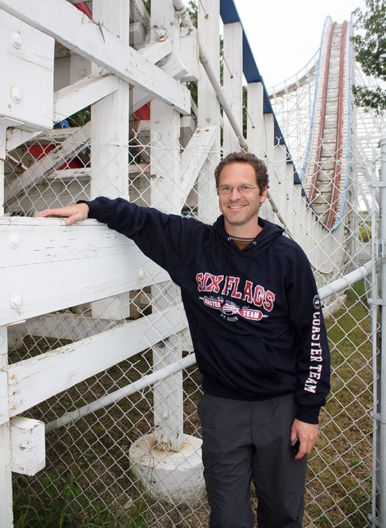 The Screaming Eagle Roller Coaster walk back during the Daredevil Daze Enthusiast Event at Six Flags St. Louis, Eureka, Missouri