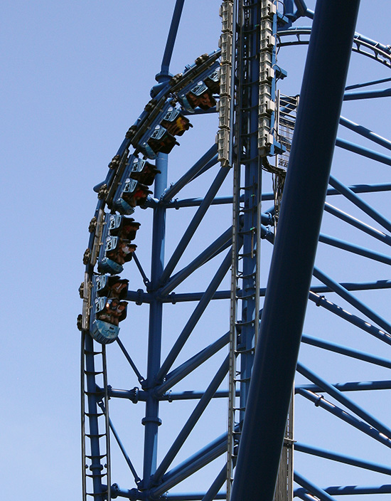 The Mr. Freeze Reverse Blast Roller Coaster at Six Flags St. Louis, Eureka, Missouri
